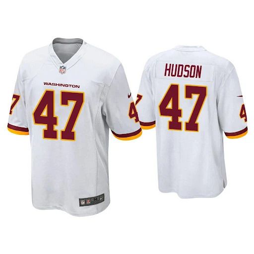 Men Washington Redskins 47 Khaleke Hudson Nike White Game NFL Jersey